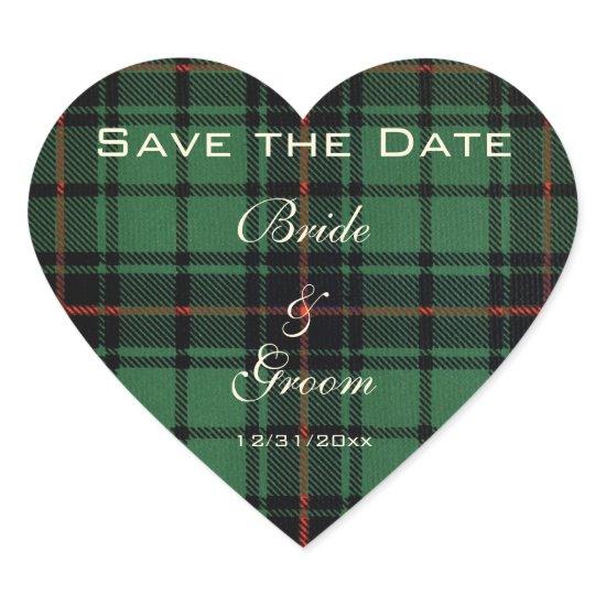 Vintage Tartan, Davidson Modern Pattern Wedding Heart Sticker