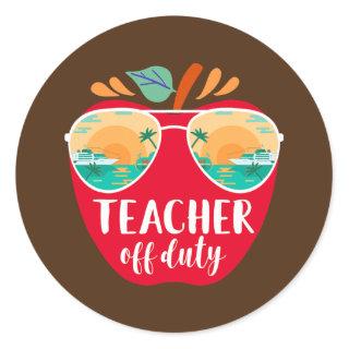 Vintage Teacher Off Duty Sunglasses sunset Wave  Classic Round Sticker