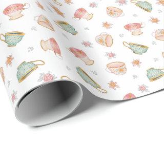 Vintage Teacups (White) Pattern –