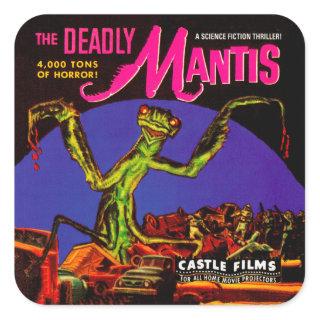 Vintage "The Deadly Mantis" Film Box Square Sticker