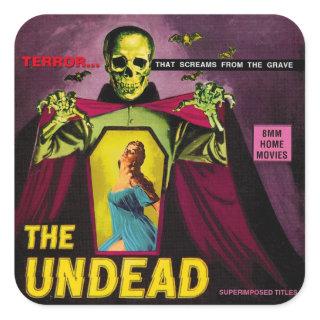 Vintage "The Undead" Film Box Square Sticker