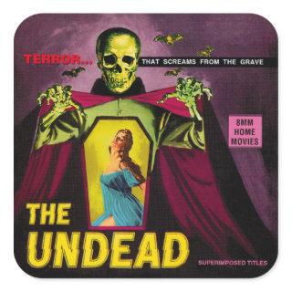 Vintage "The Undead" Film Box Square Sticker
