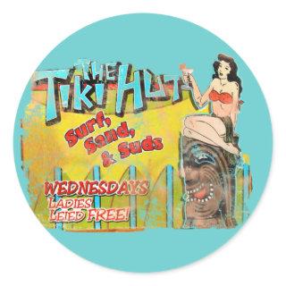 Vintage Tiki Hut Funny Classic Round Sticker