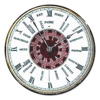 Vintage time zone watch classic round sticker