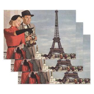 Vintage Tourists Traveling in Paris Eiffel Tower  Sheets