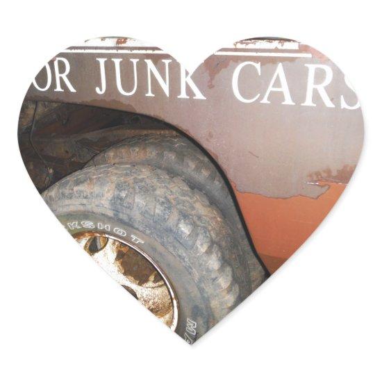 Vintage Tow Truck cash for junk Car Sign Heart Sticker
