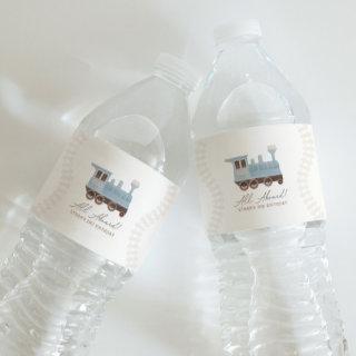 Vintage Train Birthday Party Water Bottle Label