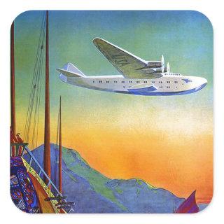 Vintage Transpacific Travel Square Sticker