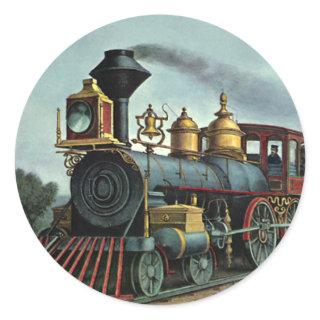 Vintage Transportation, Coal Train Locomotive Classic Round Sticker