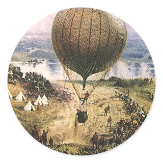 Vintage Transportation, Hot Air Balloon Dirigibles Classic Round Sticker