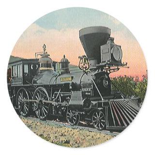 Vintage Transportation, Western Antique Coal Train Classic Round Sticker
