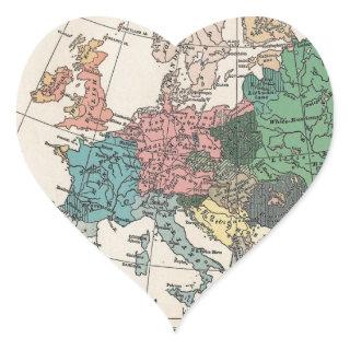 Vintage Travel Map Heart Sticker