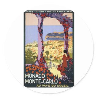 Vintage Travel - Monaco Monte-Carlo Classic Round Sticker