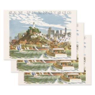 Vintage Travel Poster San Francisco Bay Ferry Boat  Sheets