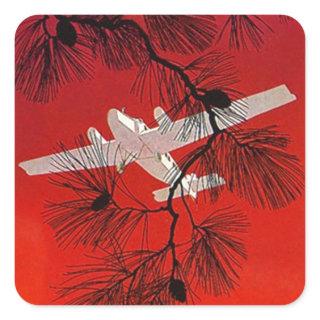 Vintage Travel Stickers Plane Airplane Prop FW Wht