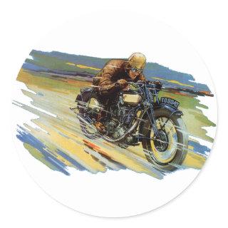 Vintage Travel Transportation, Racing Motorcycle Classic Round Sticker