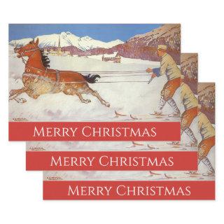Vintage Travel, Winter in Switzerland Christmas  Sheets