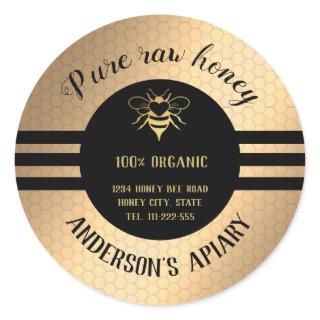 Vintage trendy honey jar bee apiary classic round  classic round sticker