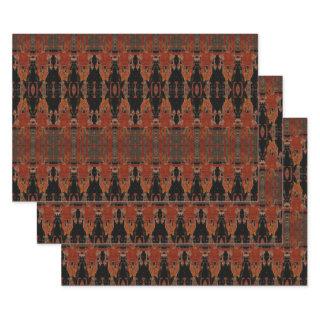 Vintage Tribal Pattern Orange Black Art Bull Skull  Sheets