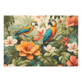 Vintage Tropical Flowers, Plants and Parrots  Sheets