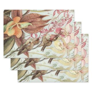 Vintage Tropical Orchids, Flowers and Hummingbirds  Sheets
