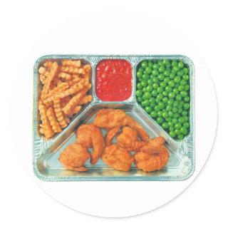 Vintage TV Dinner Shrimp With French Fries Classic Round Sticker