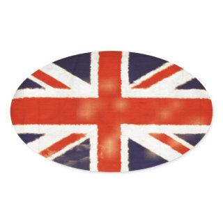 Vintage Union Jack Oval Sticker