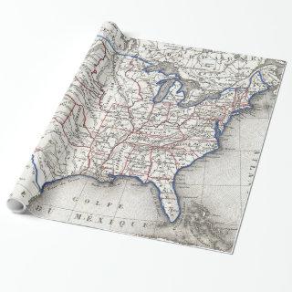 Vintage United States Gold Rush Regions Map (1852)