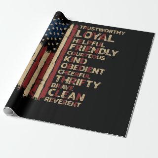 Vintage US America Flag Scouting Scout Law