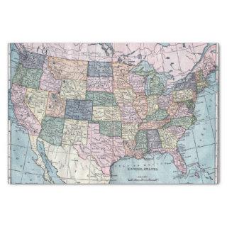 Vintage USA Map  Tissue Paper