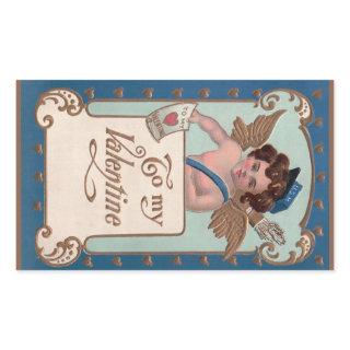 Vintage Valentine's Day, Cherub with Love Letters Rectangular Sticker
