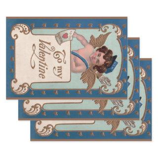 Vintage Valentine's Day, Cherub with Love Letters  Sheets