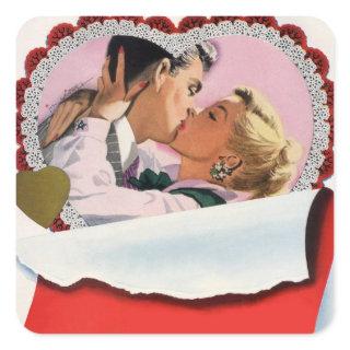 Vintage Valentine's Day Newlyweds Love and Romance Square Sticker