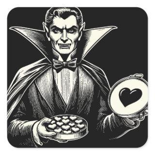Vintage Vampire Valentine's Day Goth Horror  Square Sticker