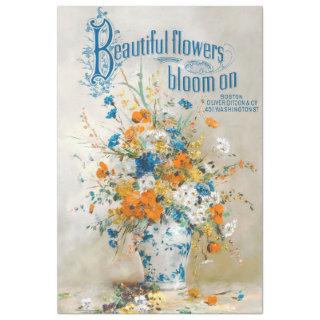 Vintage Vase with Flowers and Ephemera Decoupage Tissue Paper