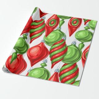Vintage Vibrant Red and Green Christmas Ornaments