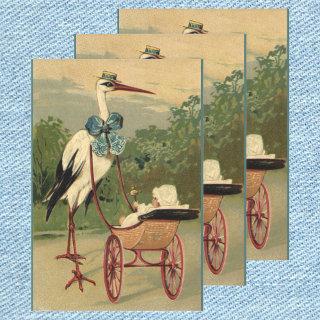 Vintage Victorian Stork and Baby Carriage  Sheets