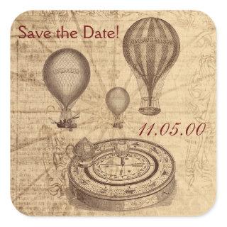Vintage victoroian hot air balloons square sticker