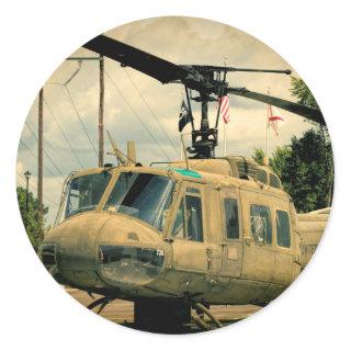 Vintage Vietnam Era Uh-1 Huey Military Helicopter Classic Round Sticker