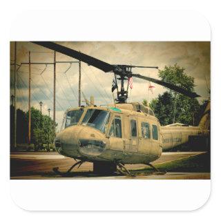 Vintage Vietnam Era Uh-1 Huey Military Helicopter Square Sticker