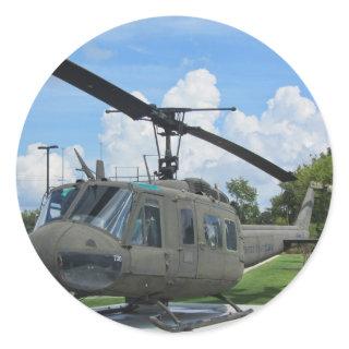 Vintage Vietnam Uh-1 Huey Military Helicopter Classic Round Sticker