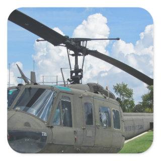 Vintage Vietnam Uh-1 Huey Military Helicopter Square Sticker