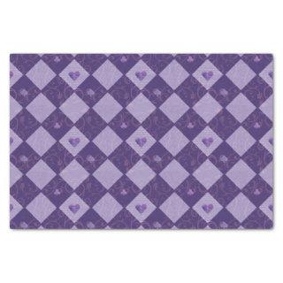 Vintage Violet Checkerboard & Playing Card Suits Tissue Paper