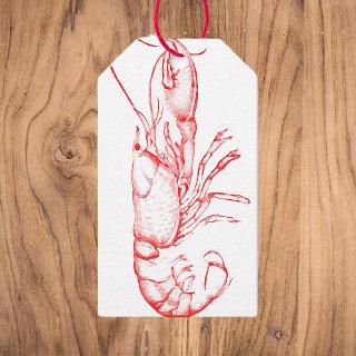 Vintage  water color - red lobster gift tags