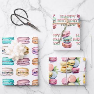 Vintage Watercolor Macaron Cookies Birthday  Sheets