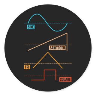 Vintage Waveform Analog Musician Classic Round Sticker