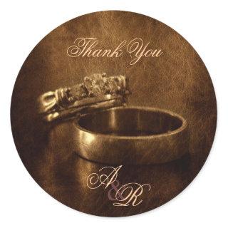 vintage wedding rings rustic engagement party classic round sticker