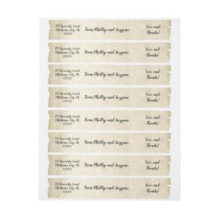 Vintage Wedding Theme Aged Parchment Thank You Wrap Around Label