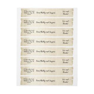 Vintage Wedding Theme Aged Parchment Thank You Wrap Around Label