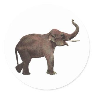 Vintage Wild Animals, Good Luck Asian Elephants Classic Round Sticker